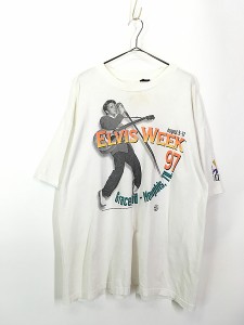 古着 90s Elvis Presley 「Elvis Week 97」 ロック ロカビリー Tシャツ XXL位 古着