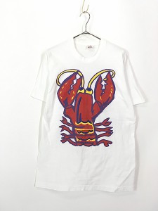 古着 90s USA製 Lobster Shanty ロブスター ポップ アート 両面 Tシャツ L 古着