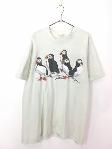 古着 90s USA製 鳥 ニシツノメドリ Tシャツ L 古着