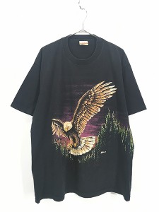 古着 90s USA製 イーグル 巻き プリント Tシャツ XL 古着