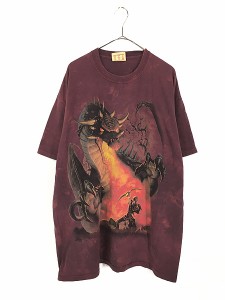 古着 00s USA製 THE MOUNTAIN ドラゴン 勇者 グラフィック タイダイ Tシャツ XL 古着