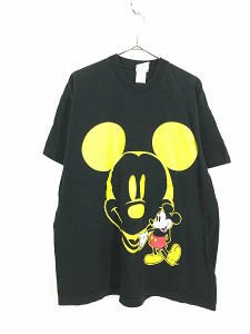 古着 90s Disney Mickey ミッキー BIG フェイス Tシャツ XL位 古着