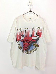 古着 90s NBA Chicago BULLS ブルズ 「NBA CHAMPIONS」 記念 Tシャツ L 古着