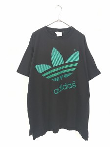 古着 90s USA製 adidas 斜め トレフォイル BIG ロゴ Tシャツ M 古着