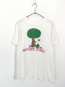 古着 80s STUDY TIME 居眠り ポップ アート Tシャツ M 古着