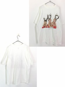 古着 90s USA製 Anne Geddes 赤ちゃん トナカイ ベビー フォト アート Tシャツ L 古着