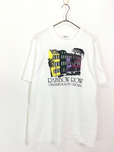 古着 90s USA製 Rainbow Row カラフル ハウス 観光地 アート Tシャツ L 古着