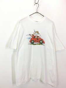 古着 90s エンジェル × デビル てんとう虫 カー ポップ アート Tシャツ XL 古着