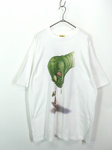 古着 90s USA製 Duck Head ダック × 恐竜 ポップ アート Tシャツ L 古着