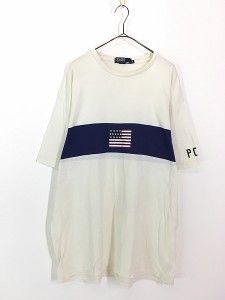古着 90s USA製 Polo Ralph Lauren 星条旗 フラッグ ライン Tシャツ XL 古着