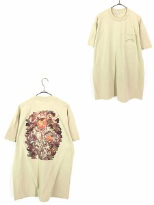 古着 90s USA製 CAMEL キャメル 迷彩 ウッドランド カモ ポケット Tシャツ ポケT XL 古着