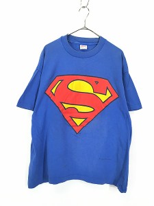 古着 90s USA製 SUPER MAN スーパーマン BIG プリント アメコミ ヒーロー Tシャツ XL