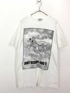 古着 90s USA製 Scooby Doo スクービー ドゥー 「JUST SCOOBY-DOO IT.」 TV アニメ パロディ Tシャツ L 古着