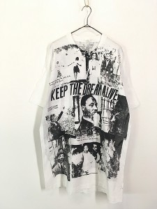 古着 90s 「KEEP THE DREAM A LIVE」 Martin Luther King キング牧師 両面 マルチ フォト Ｔシャツ XXL位 古着