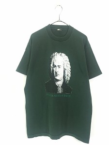 古着 90s USA製 Bach バッハ 音楽家 偉人 肖像画 Tシャツ L 古着