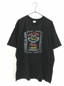 古着 80s USA製 「RockN' Roll Party」 Jack Daniel's ジャック ダニエル パロディ Tシャツ XXL 古着