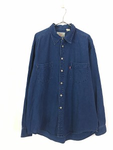 古着 90s Levi's Red Tab 100% コットン ブルー デニム シャツ XL 古着