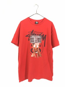 古着 Stussy ラジカセ 美女 フォト グラフィック Tシャツ L 古着