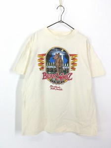 古着 80s USA製 「BEAR WHIZ BEER」 クマ ビール ポップ アート Tシャツ L 古着