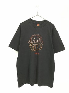 古着 90s USA製 Disney THE LION KING ライオンキング ミュージカル フロッキー プリント Tシャツ L 古着