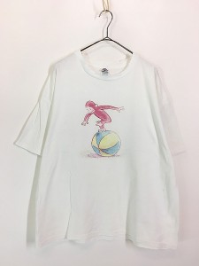 古着 00s Curious George おさるのジョージ 玉乗り 絵本 キャラクター Tシャツ XL 古着