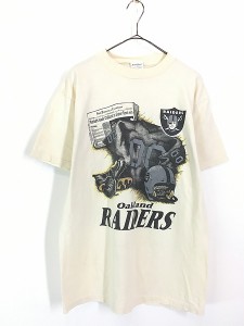 古着 80s USA製 NFL Oakland Raiders レイダース ユニフォーム グラフィック Tシャツ L 古着