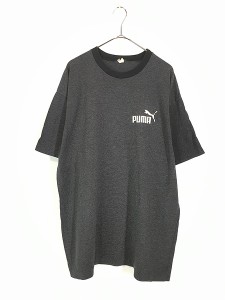 古着 90s PUMA 黒×グレー ボーダー ロゴ Tシャツ XL位 古着