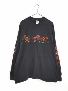 古着 HARLEY DAVIDSON シールド スカル  長袖 Tシャツ ロンT XL 古着