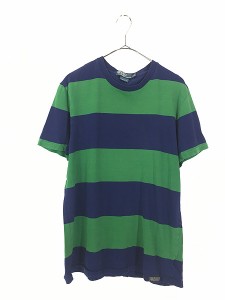 古着 Polo Ralph Lauren 紺×緑 ボーダー Tシャツ L 古着