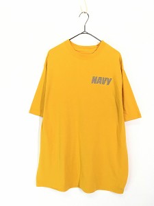 古着 USA製 US NAVY 両面 リフレクター ミリタリー トレーニング Tシャツ XL 古着