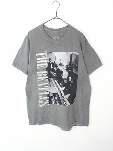 古着 The Beatles レコーディング スタジオ メンバー フォト ミュージック バンド Tシャツ L 古着