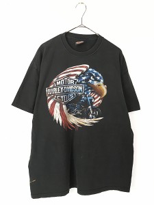 古着 HARLEY DAVIDSON 星条旗 パターン イーグル Tシャツ L位 古着