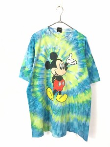 古着 90s Disney Mickey ミッキー うずまき タイダイ Tシャツ XL位 古着