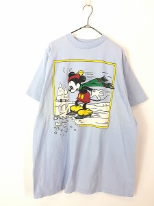 古着 90s USA製 Disney Mickey ミッキー アイス スケート Tシャツ XL位 古着