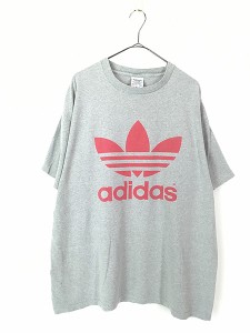 古着 90s USA製 adidas BIG トレフォイル 両面 プリント Ｔシャツ L 古着