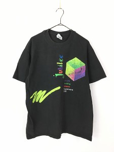 古着 90s Tupperware 企業 ネオン カラフル グラフィック Tシャツ L 古着