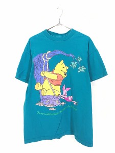 古着 90s Disney Pooh クマのプーさん ピグレット ブランコ Tシャツ L位 古着