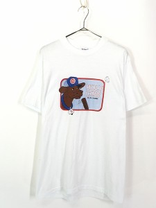 古着 80s MLB Chicago Cubs カブス ウシ アニマル Tシャツ L 古着