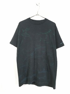 古着 90s USA製 サメ 海底 オールオーバー Tシャツ L 古着