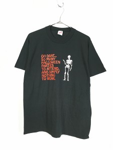 古着 80s USA製 スカル ボーン シュール ジョーク Tシャツ L 古着