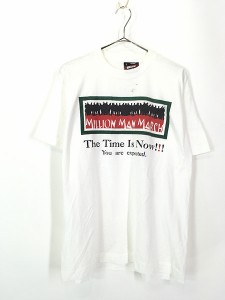 古着 90s USA製 Million Man March メッセージ Tシャツ L 古着