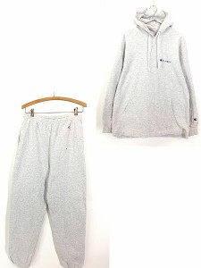 古着 90s Champion ワンポイント ポケット付 スウェット パンツ & パーカー セットアップ M 古着