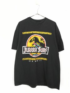 古着 90s USA製 Jurassic Park 「Jurassic Surf」 オールド ムービー パロディ Tシャツ XL 古着