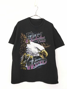 古着 00s FEEL THE WIND イーグル アニマル Tシャツ L位 古着