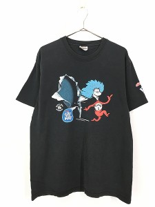 古着 00s Dr Seuss 「THE CAT IN THE HAT」 絵本 キャラクター だまし絵 両面 Tシャツ L 古着