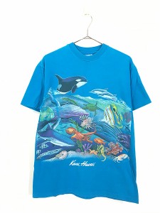 古着 90s USA製 深海 熱帯魚 カラフル おさかな Tシャツ M 古着