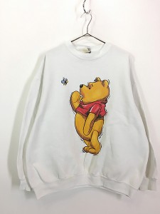 古着 90s USA製 Disney Pooh くまのプーさん BIG プリント スウェット トレーナー XL 古着