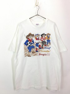 古着 90s USA製 ウシ カウボーイ カウガール ダンス ポップ アート Tシャツ XL 古着