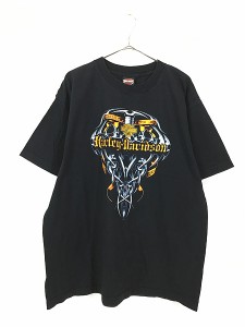 古着 00s USA製 HARLEY DAVIDSON メカニック メタル ソード イーグル Tシャツ XL 古着