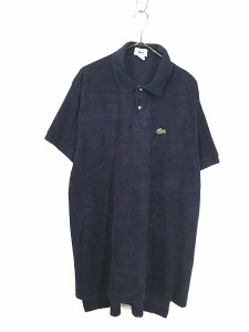 古着 90s IZOD LACOSTE ワニ ワッペン パイル ポロシャツ 紺 XL 古着